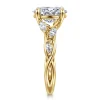 Best Gabriel & Co. Charlina - 14K Yellow Gold Floral Oval Diamond Engagement Ring