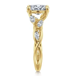 Best Gabriel & Co. Charlina - 14K Yellow Gold Floral Oval Diamond Engagement Ring