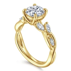 Online Gabriel & Co. Charlina - 14K Yellow Gold Floral Round Diamond Engagement Ring