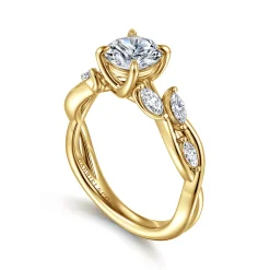 Best Gabriel & Co. Charlina - 14K Yellow Gold Floral Round Diamond Engagement Ring