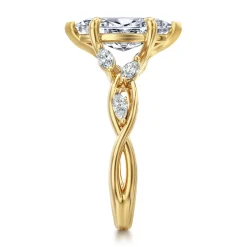 Clearance Gabriel & Co. Charlina - 14K Yellow Gold 6 Prong Floral Marquise Shape Diamond Engagement Ring