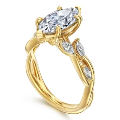 Clearance Gabriel & Co. Charlina - 14K Yellow Gold 6 Prong Floral Marquise Shape Diamond Engagement Ring