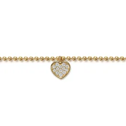 Hot Gabriel & Co. Charm Bracelet Heart 14K Yellow Gold White Sapphire Bujukan