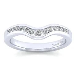 Hot Gabriel & Co. Chartres - Curved 14K White Gold Channel Set Diamond Wedding Band - 0.25 ct