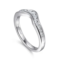 Hot Gabriel & Co. Chartres - Curved 14K White Gold Channel Set Diamond Wedding Band - 0.25 ct