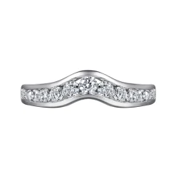 Discount Gabriel & Co. Chartres - Curved 14K White Gold Channel Set Diamond Wedding Band - 0.5 ct