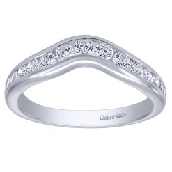 Discount Gabriel & Co. Chartres - Curved 14K White Gold Channel Set Diamond Wedding Band - 0.5 ct