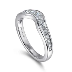 Discount Gabriel & Co. Chartres - Curved 14K White Gold Channel Set Diamond Wedding Band - 0.5 ct
