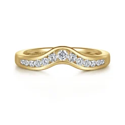 Online Gabriel & Co. Chartres - Curved 14K Yellow Gold Channel Set Diamond Wedding Band - 0.25 ct