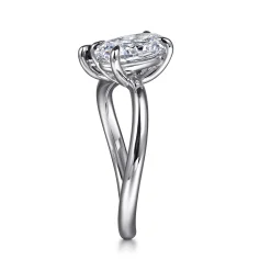 Outlet Gabriel & Co. Cherish - 14K White Gold Toi et Moi Oval Sapphire and Diamond Engagement Ring