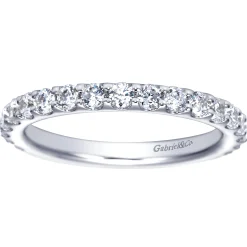 Gabriel & Co. Ciada - 14K White Gold Shared Prong Diamond Wedding Band - 0.72 ct