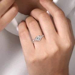 Sale Gabriel & Co. Cian - 14K White Gold Round Five Stone Diamond Engagement Ring