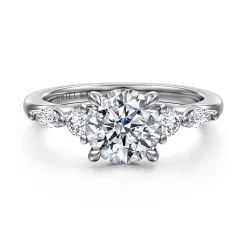 Sale Gabriel & Co. Cian - 14K White Gold Round Five Stone Diamond Engagement Ring