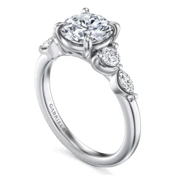 Discount Gabriel & Co. Cian - 14K White Gold Round Five Stone Diamond Engagement Ring