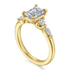 Clearance Gabriel & Co. Cian - 14K Yellow Gold Emerald Cut Five Stone Diamond Engagement Ring