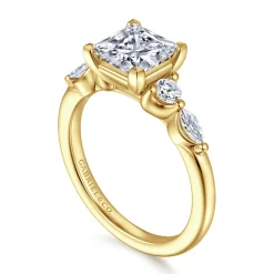 Gabriel & Co. Cian - 14K Yellow Gold Princess Cut Five Stone Diamond Engagement Ring