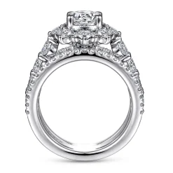 New Gabriel & Co. Clarence - 14K White Gold Fancy Halo Round Diamond Engagement Ring