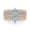 Clearance Gabriel & Co. Clarence - 14K White-Rose Gold Fancy Halo Round Diamond Engagement Ring