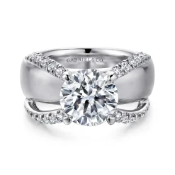Best Gabriel & Co. Clark - 14K White Gold Round Diamond Engagement Ring