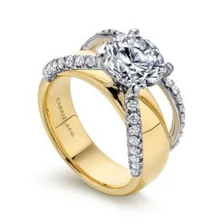 Hot Gabriel & Co. Clark - 14K White-Yellow Gold Round Diamond Engagement Ring
