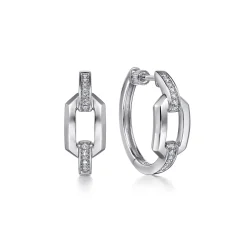 Best Gabriel & Co. Classic Hoop Earrings Link 925 Sterling Silver White Sapphire
