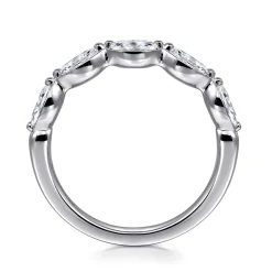 Hot Gabriel & Co. Claudette - 14K White Gold Bezel Set Marquise Diamond Anniversary Band - 0.7 ct