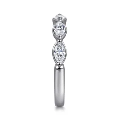 Hot Gabriel & Co. Claudette - 14K White Gold Bezel Set Marquise Diamond Anniversary Band - 0.7 ct
