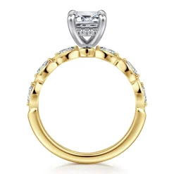 Gabriel & Co. Claudia - 14K White-Yellow Gold Emerald Cut Diamond Engagement Ring