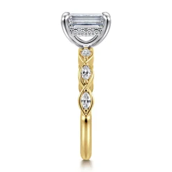 Gabriel & Co. Claudia - 14K White-Yellow Gold Emerald Cut Diamond Engagement Ring