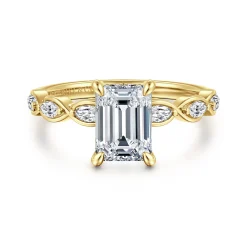 Gabriel & Co. Claudia - 14K White-Yellow Gold Emerald Cut Diamond Engagement Ring