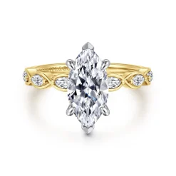Clearance Gabriel & Co. Claudia - 14K White-Yellow Gold Marquise Shape Diamond Engagement Ring