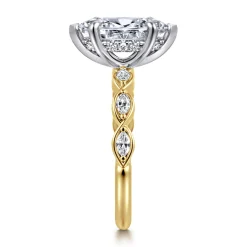 Clearance Gabriel & Co. Claudia - 14K White-Yellow Gold Marquise Shape Diamond Engagement Ring