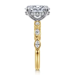 New Gabriel & Co. Claudia - 14K White-Yellow Gold Oval Diamond Engagement Ring