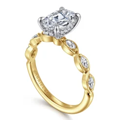 Gabriel & Co. Claudia - 14K White-Yellow Gold Oval Diamond Engagement Ring