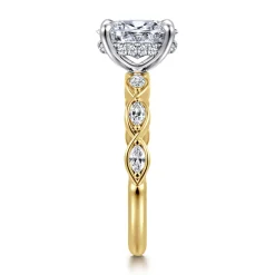 Gabriel & Co. Claudia - 14K White-Yellow Gold Oval Diamond Engagement Ring