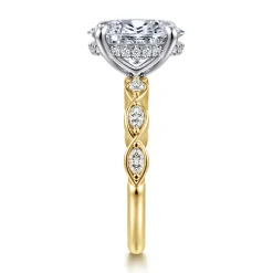 Outlet Gabriel & Co. Claudia - 14K White-Yellow Gold Oval Diamond Engagement Ring
