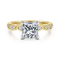 Online Gabriel & Co. Claudia - 14K White-Yellow Gold Princess Cut Diamond Engagement Ring