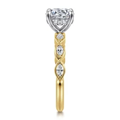 Gabriel & Co. Claudia - 14K White-Yellow Gold Round Diamond Engagement Ring