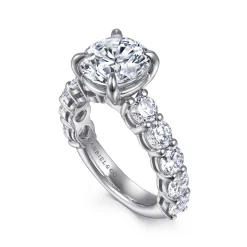 Best Gabriel & Co. Clove - 14K White Gold Round Diamond Engagement Ring