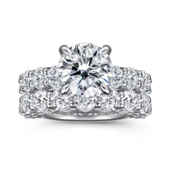 Best Gabriel & Co. Clove - 14K White Gold Round Diamond Engagement Ring