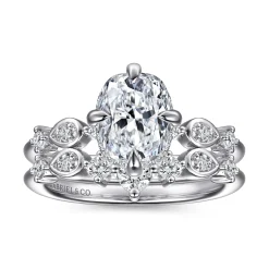 Hot Gabriel & Co. Clyde - 14K White Gold Compass Prong Elongated Cushion Diamond Engagement Ring