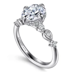 Hot Gabriel & Co. Clyde - 14K White Gold Compass Prong Elongated Cushion Diamond Engagement Ring