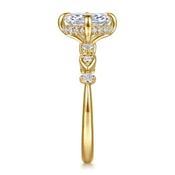 Clearance Gabriel & Co. Clyde - 14K Yellow Gold Compass Prong Elongated Cushion Diamond Engagement Ring