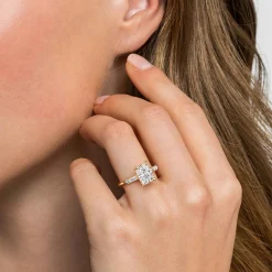 Discount Gabriel & Co. Cody - 14K Yellow Gold Radiant Cut Five Stone Diamond Engagement Ring