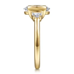 Clearance Gabriel & Co. Colleen - 14K Yellow Gold Half Bezel Oval Three Stone Diamond Engagement Ring