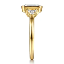 Online Gabriel & Co. Colleen - 14K Yellow Gold Half Bezel Emerald Cut Three Stone Diamond Engagement Ring