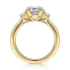 Online Gabriel & Co. Colleen - 14K Yellow Gold Half Bezel Emerald Cut Three Stone Diamond Engagement Ring