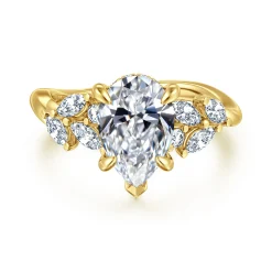 Outlet Gabriel & Co. Collette - 14K Yellow Gold Pear Shape Diamond Engagement Ring