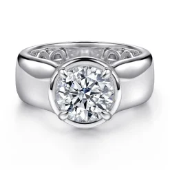 New Gabriel & Co. Connor - 14K White Gold Round Diamond Engagement Ring