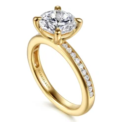 New Gabriel & Co. Coralie - 14K Yellow Gold Round Diamond Engagement Ring